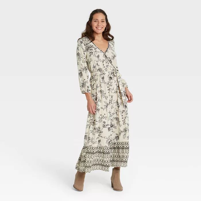 Women's Floral Print Long Sleeve Wrap Dress - Knox Rose™ | Target