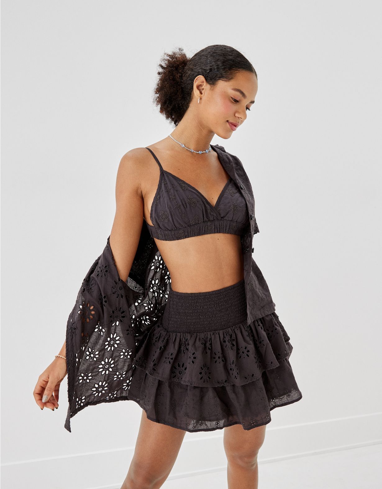 AE Smocked Ruffle Mini Skirt | American Eagle Outfitters (US & CA)