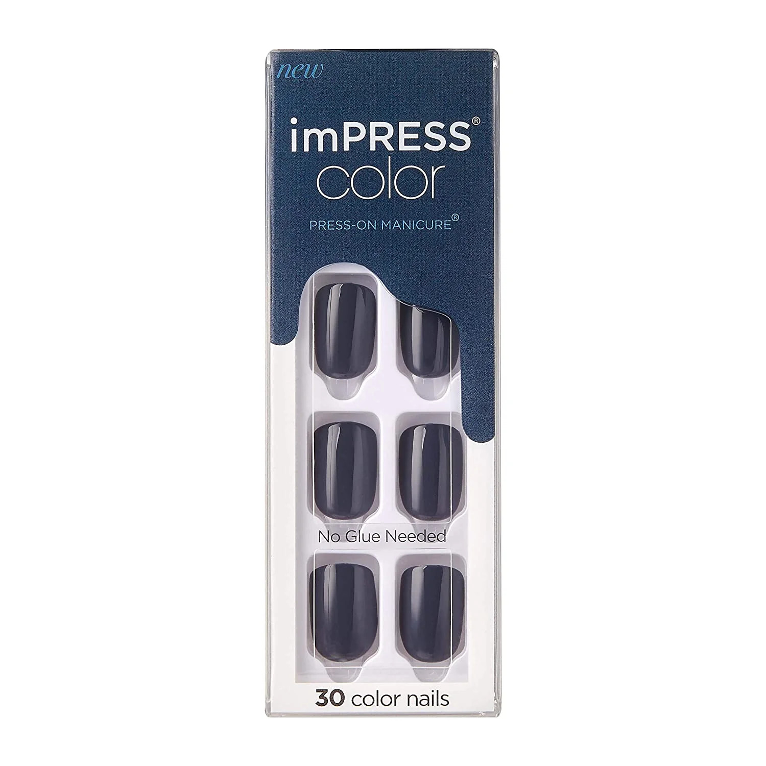 KISS imPRESS No Glue Mani Press On Nails, Color, 'Graytitude', Blue, Short Size, Squoval Shape, I... | Walmart (US)