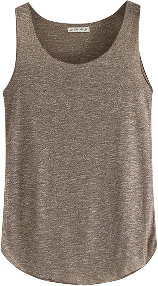 Cocila Women Summer Sleeveless Solid Round Neck Loose Vest Tank Tops(Brown) : Amazon.co.uk: Fashion | Amazon (UK)