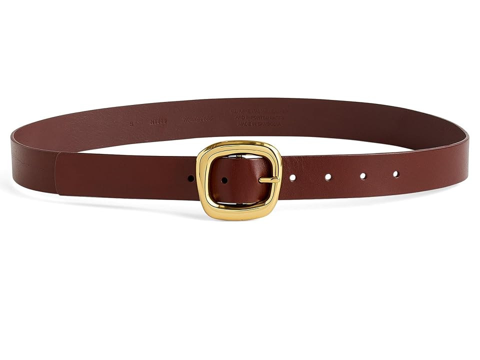 Madewell Puffy Buckle Women's Belt Women's Belts Soft Mahogany : SM, Denim/Leather | Zappos