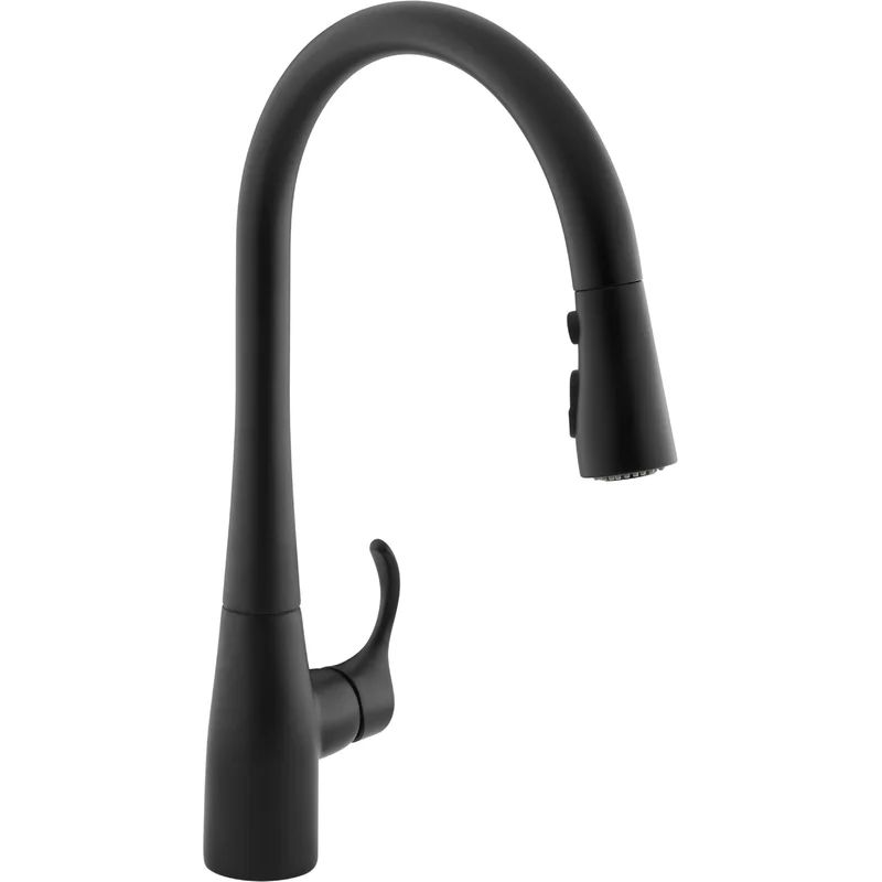 596-BL Kohler Simplice Single Handle Pull Down Kitchen Sink Faucet with Three-Function Pull Down ... | Wayfair North America