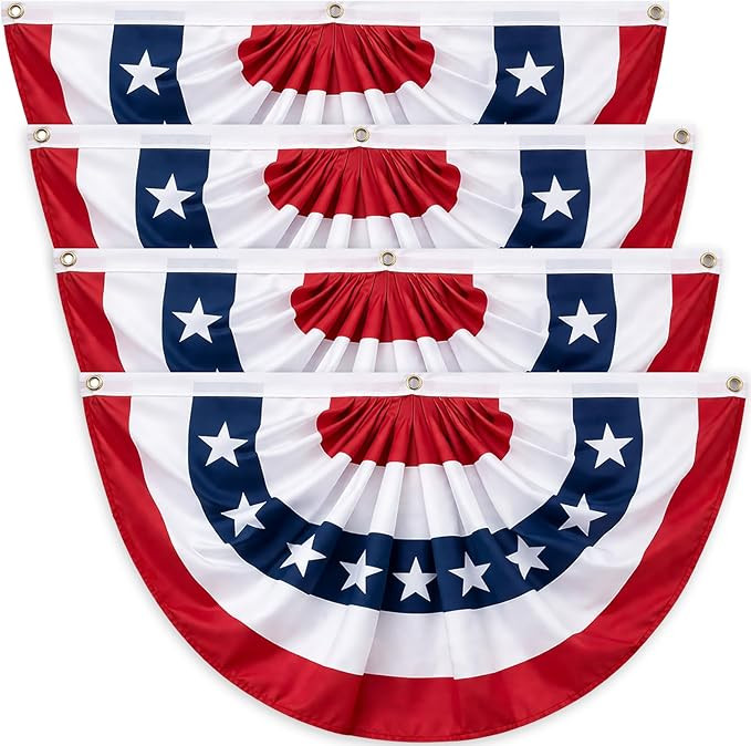 3x6 FT American Bunting Flags Outdoor, 4th of July Pleated Large Fan Flags, USA Patriotic Banner ... | Amazon (US)