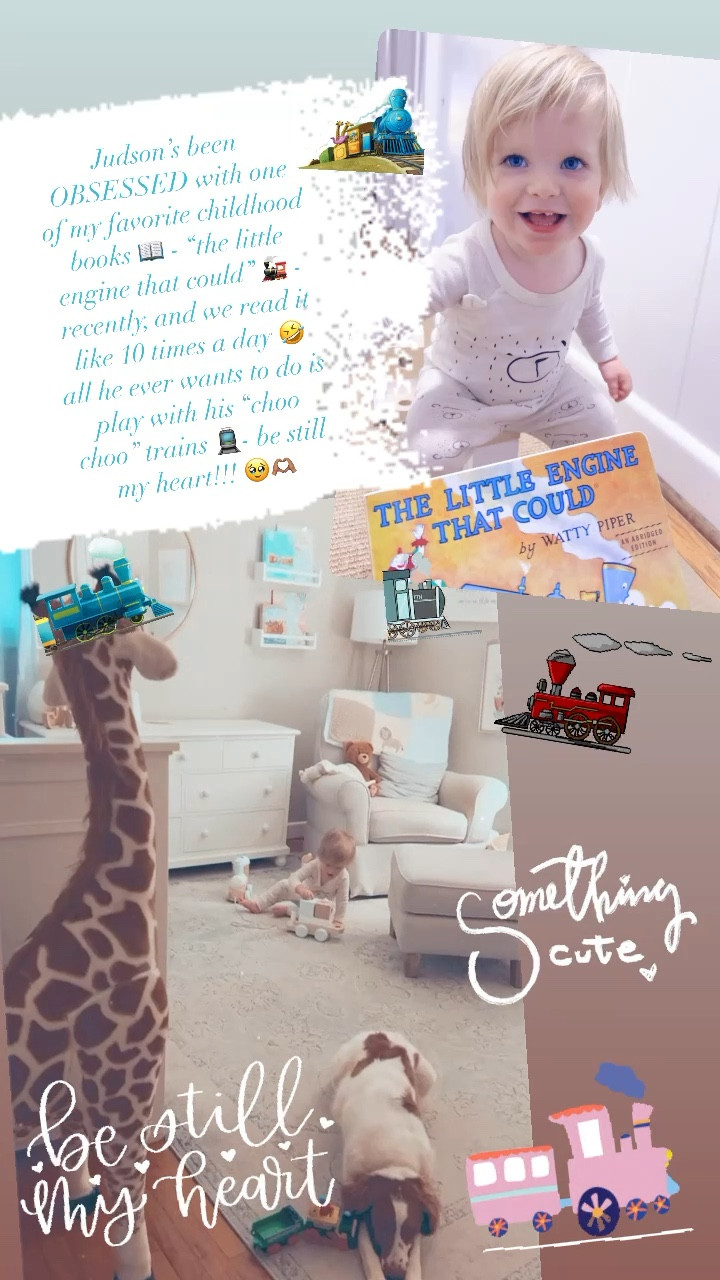 Judson’s been OBSESSED with one of my favorite childhood books 📖 - “the little engine that could” 🚂 - recently, and we read it like 10 times a day 🤣 all he ever wants to do is play with his “choo choo” trains 🚊- be still my heart!!! 🥹🫶🏽

#LTKfamily #LTKhome #LTKbaby
