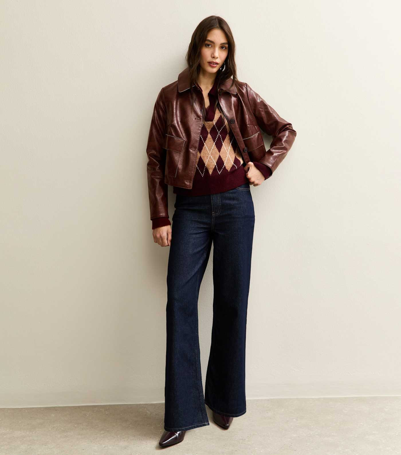 Burgundy Creased Faux Leather Jacket | New Look | New Look (UK)