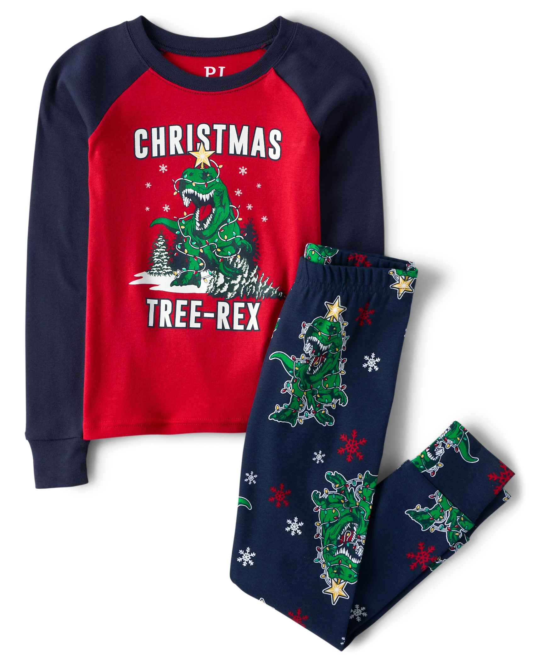 Unisex Kids Matching Family Christmas Glow In The Dark Long Raglan Sleeve Christmas Tree-Rex Snug... | The Children's Place