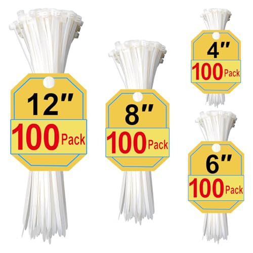 Zip Ties, White Zip Ties Assorted Sizes 4+6+8+12 Inch, 400 Pack, White Cable Ties, Zipties Clear, UV Resistant Wire Ties, Plastic Ties, Clear Zip Tie, SiKuLin | Amazon (US)