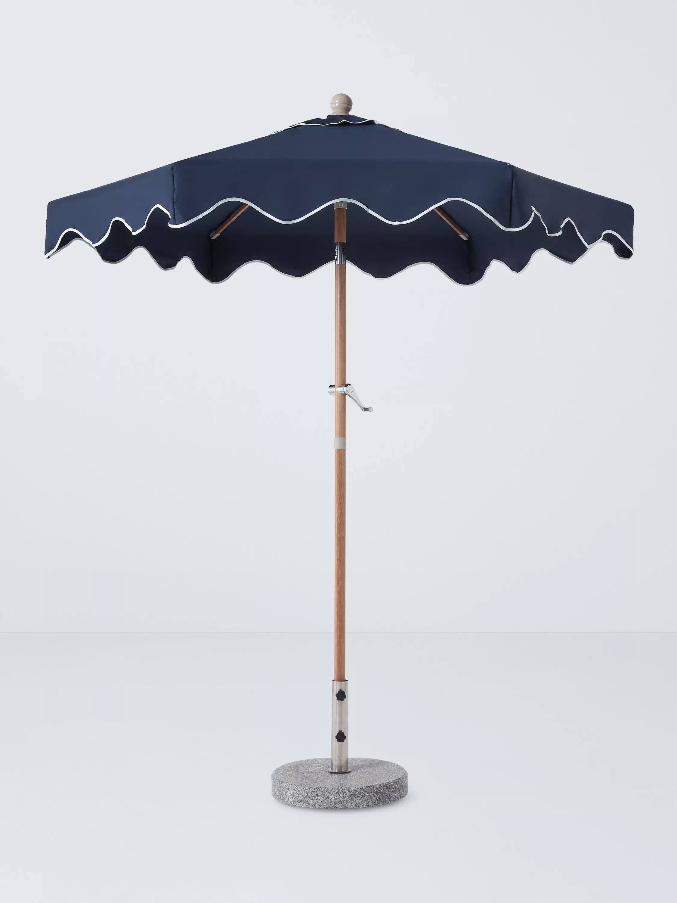 John Lewis Scallop Wood-Effect Wind-Up Parasol, 2m, Bon Bon Pink | John Lewis (UK)