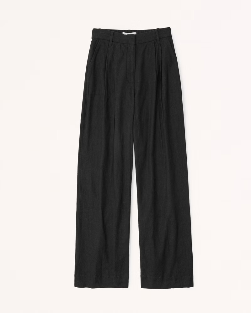 Curve Love Linen-Blend Tailored Wide Leg Pant | Abercrombie & Fitch (UK)