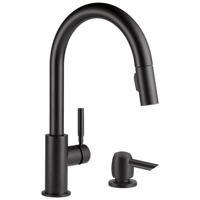 Delta Trask Matte Black 1-Handle Deck Mount Pull-Down Handle/Lever Residential Kitchen Faucet (De... | Lowe's