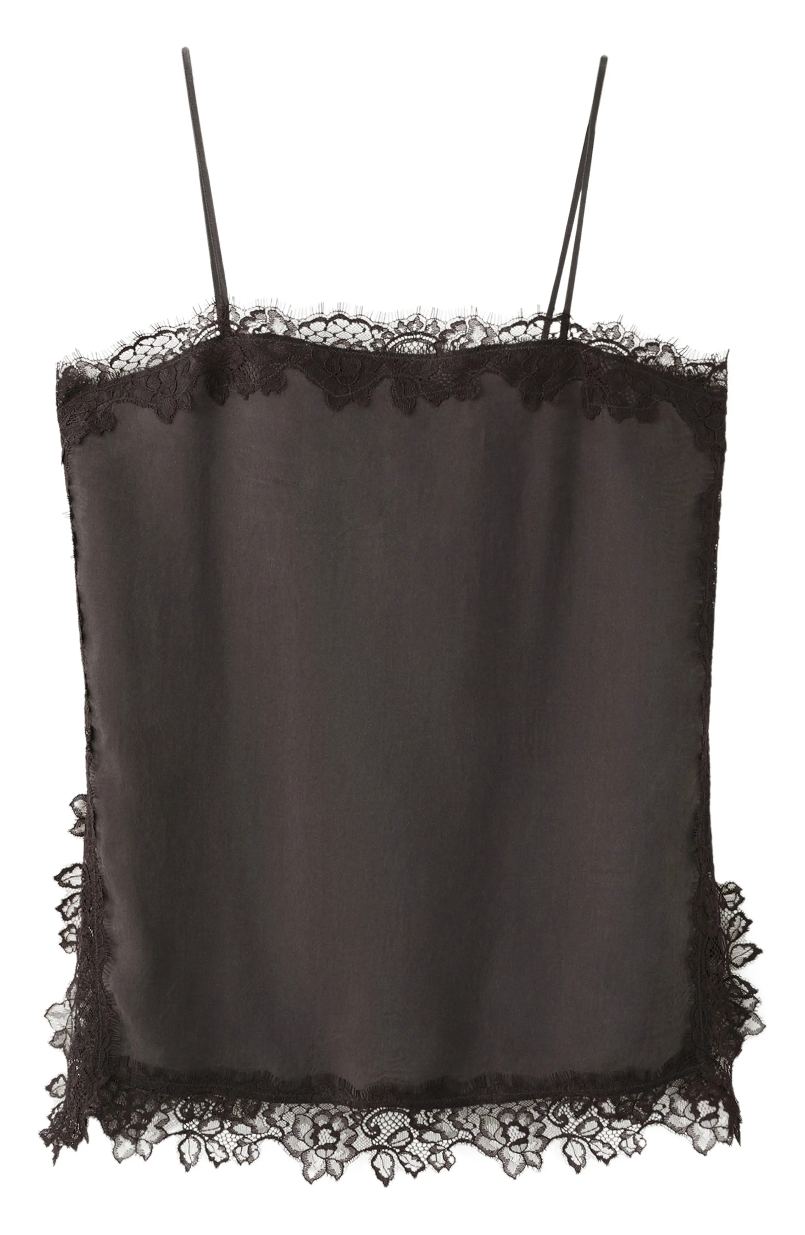 MANGO Lace Satin Camisole in Brown at Nordstrom, Size Medium | Nordstrom