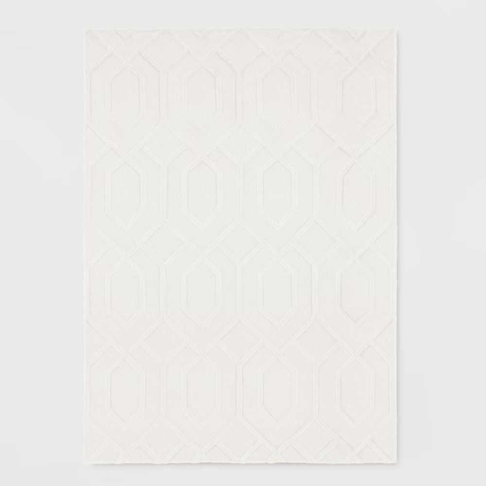 5'x7' Wool Carved Tufted Area Rug Cream - Project 62 | Target