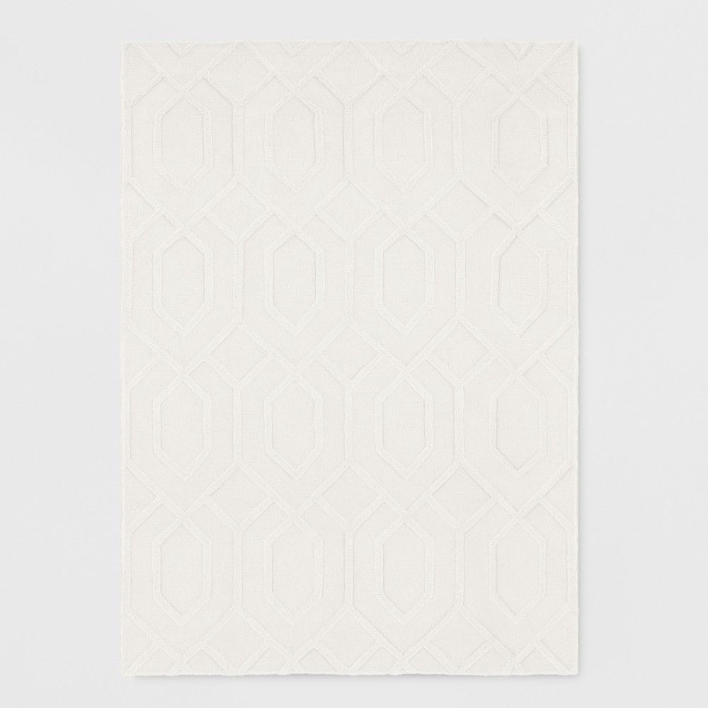 5'x7' Wool Carved Tufted Area Rug Cream - Project 62 | Target
