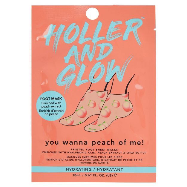 Holler and Glow You Wanna Peach of Me Refreshing Foot Mask - 0.6 fl oz | Target