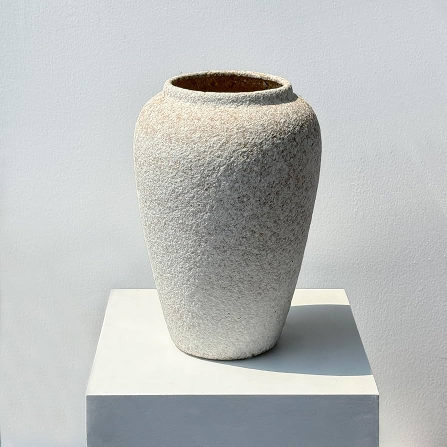 Ceramic Rustic Vase White Handmade Farmhouse Vase,11.8 Inch Vintage Distressed Flower Vase Large ... | Amazon (US)