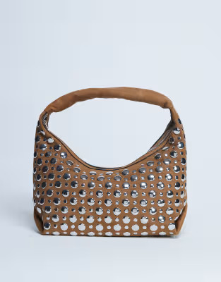 Topshop Samantha studded shoulder bag in tan | ASOS (Global)