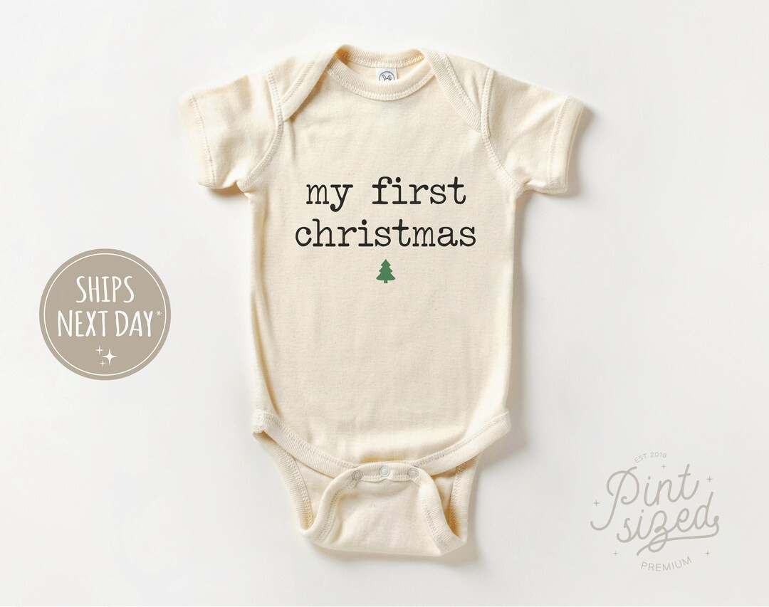 My First Christmas Onesie® - Cute Vintage Bodysuit - Natural Holiday Baby Onesie® | Etsy (US)