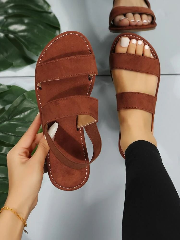 Minimalist Stitch Detail Slingback Sandals | SHEIN