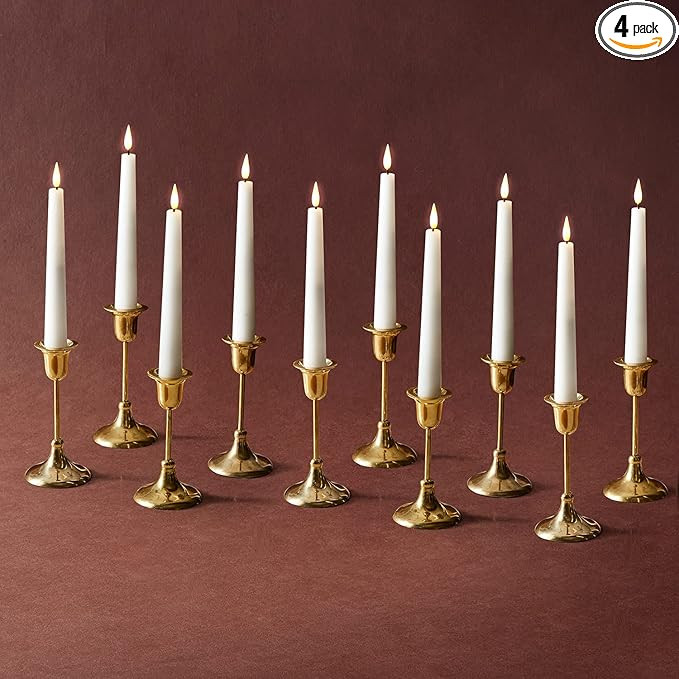 LampLust Flameless Taper Candles, Realistic Flame with Wick, 7 Inch, 10 Pack, White Wax, Flickeri... | Amazon (US)