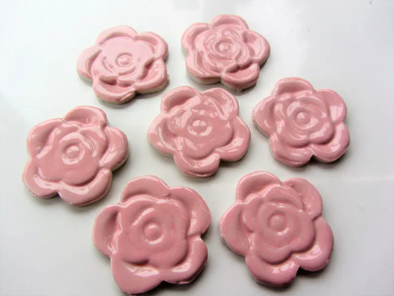 7 Ceramic Pink Roses Mosaic Tiles or Flower Shapes Supplies for Other Similar Projects - Etsy | Etsy (US)