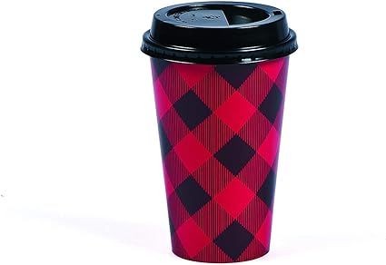 Fun Express Buffalo Plaid Insulated Coffee Cups with Lids (12 Pack) Holiday, Seasonal Party Suppl... | Amazon (US)