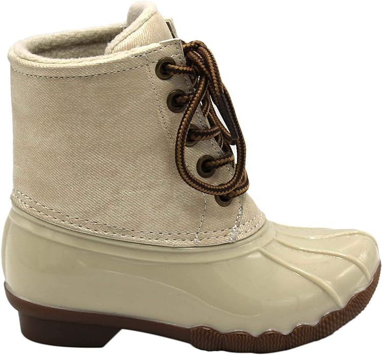 Duck Girls Lace Up Two Tone Combat Style Rain Duck Boots | Amazon (US)