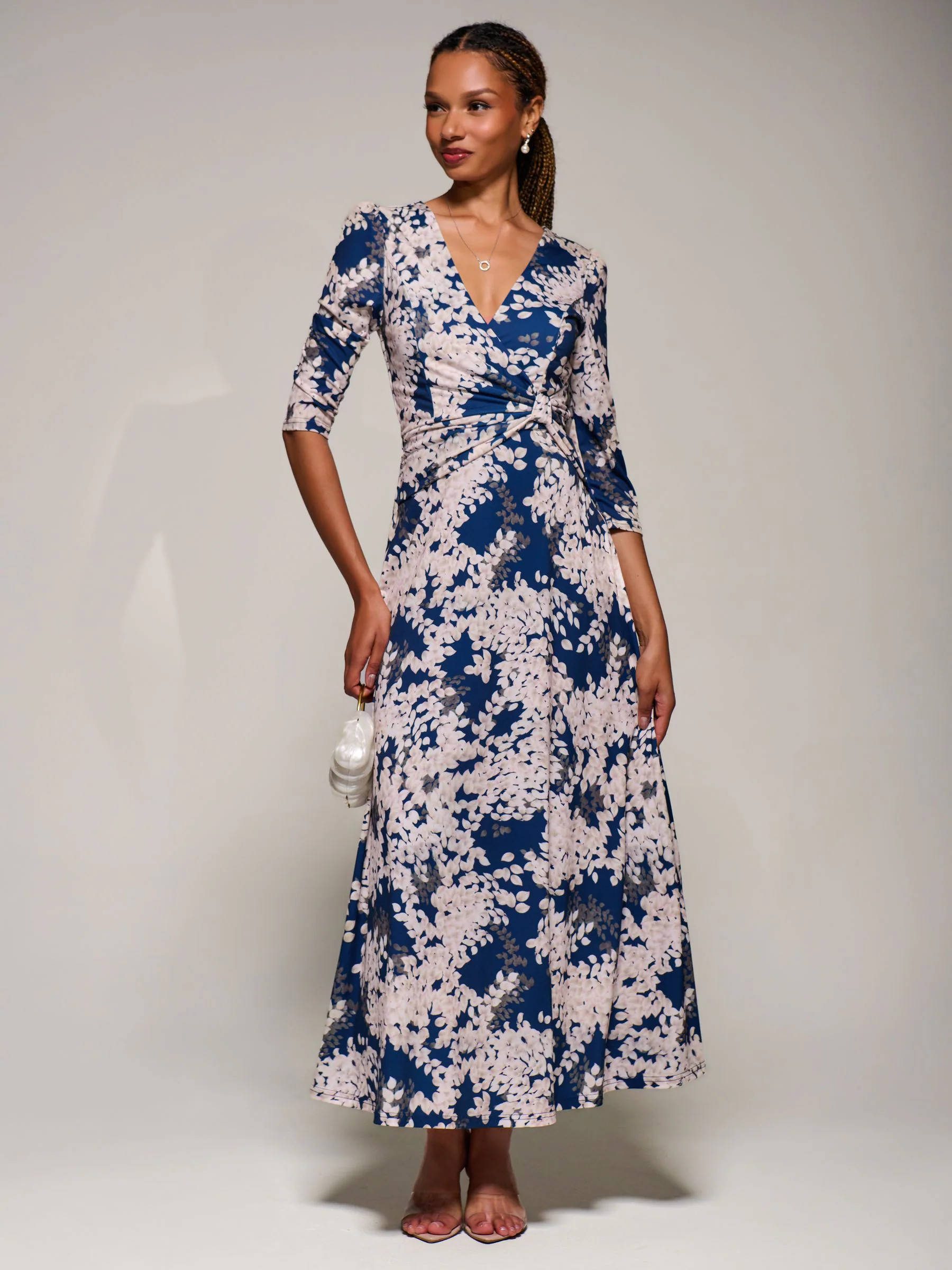 Jolie Moi Jolie Moi Blue Jersey Fit & Flare Maxi Dress | Next US