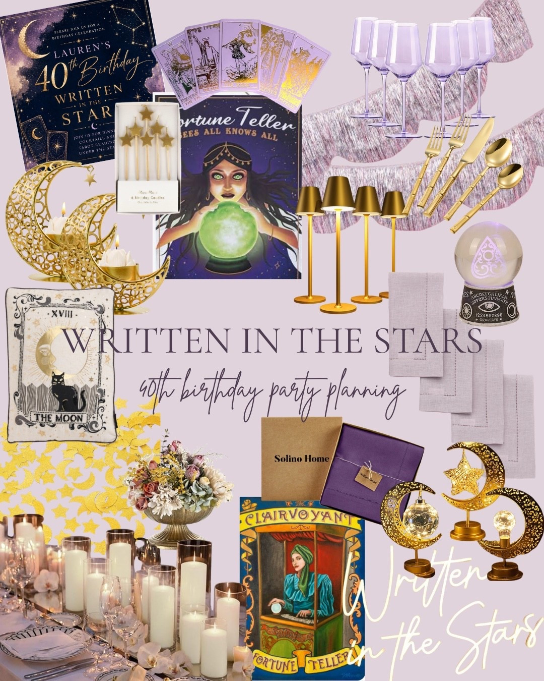 Still not over my 40th birthday theme, so I rounded up some of the celestial + mystical details that helped bring the whole night together! Think gold moons, mini table lamps, lavender glassware, tarot-inspired touches, candlelight and all the little ✨extra✨ details that made the theme.

Basically, if you’ve ever needed an excuse to throw a slightly unhinged but very chic mystical girls’ night… this is it. 😂🔮

I linked everything I could find from my Written in the Stars party here — perfect for a celestial birthday, astrology party, Halloween girls’ night or mystical dinner party. 🌙✨

#LTKParties #LTKHome