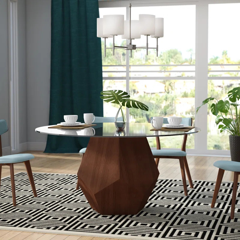 Avanicole Round Glass Top Dining Table | Wayfair North America