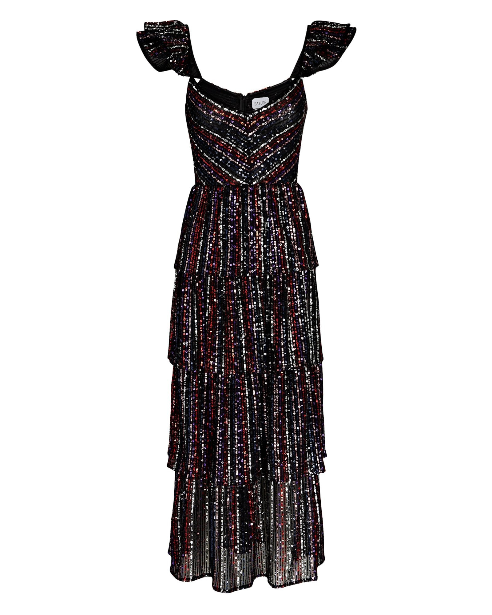 Quintana Tiered Sequined Midi Dress | INTERMIX