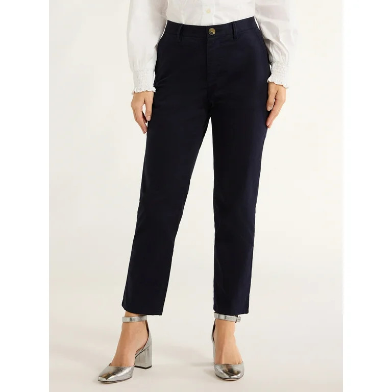 Free Assembly Women's Mid Rise Slim Straight Chino Pants, 25” Inseam, Sizes 0-20 | Walmart (US)
