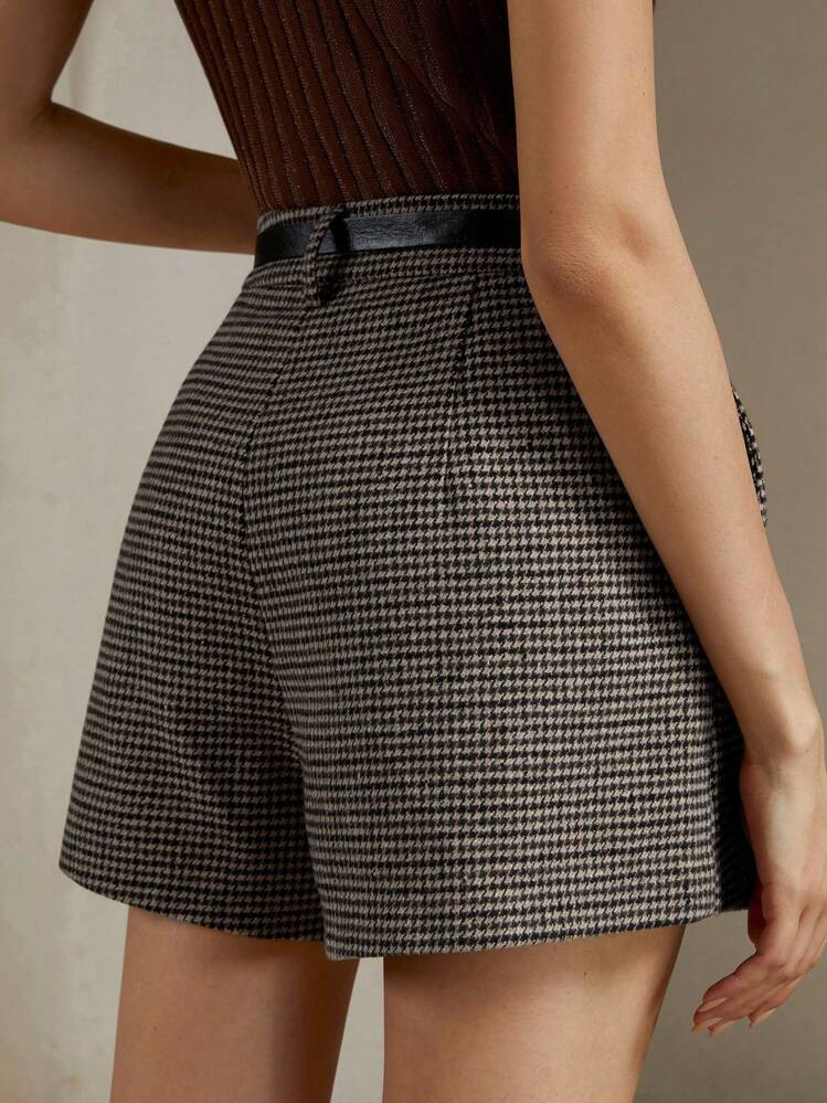 Anewsta Damen Houndstooth Shorts Für Den Alltagsgebrauch Im Winter | SHEIN