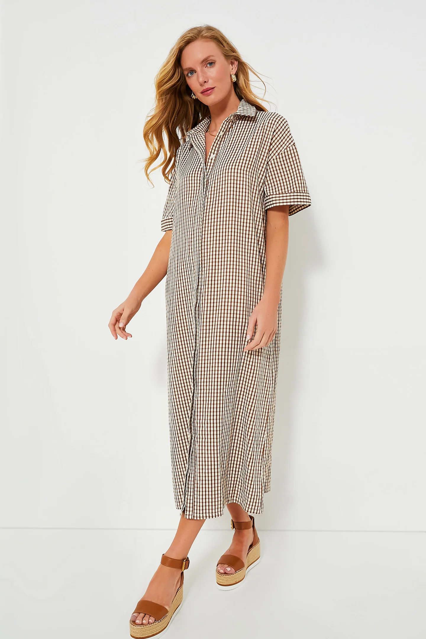 Brown Gingham Seersucker Zacara Dress | Tuckernuck (US)