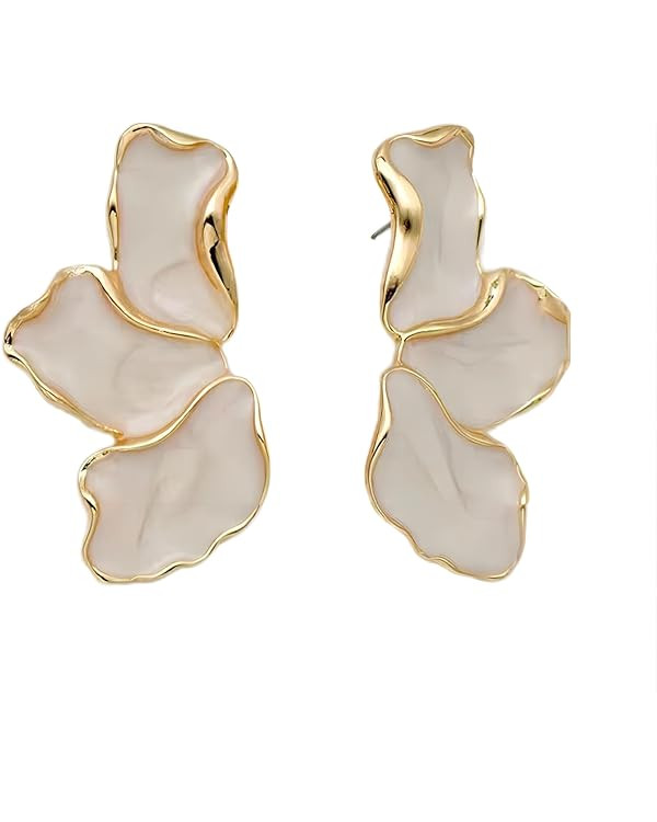 Irregular Petal Earring For Women Stainless Steel Unique Statement Flower Dangle Earrings Trendy ... | Amazon (US)