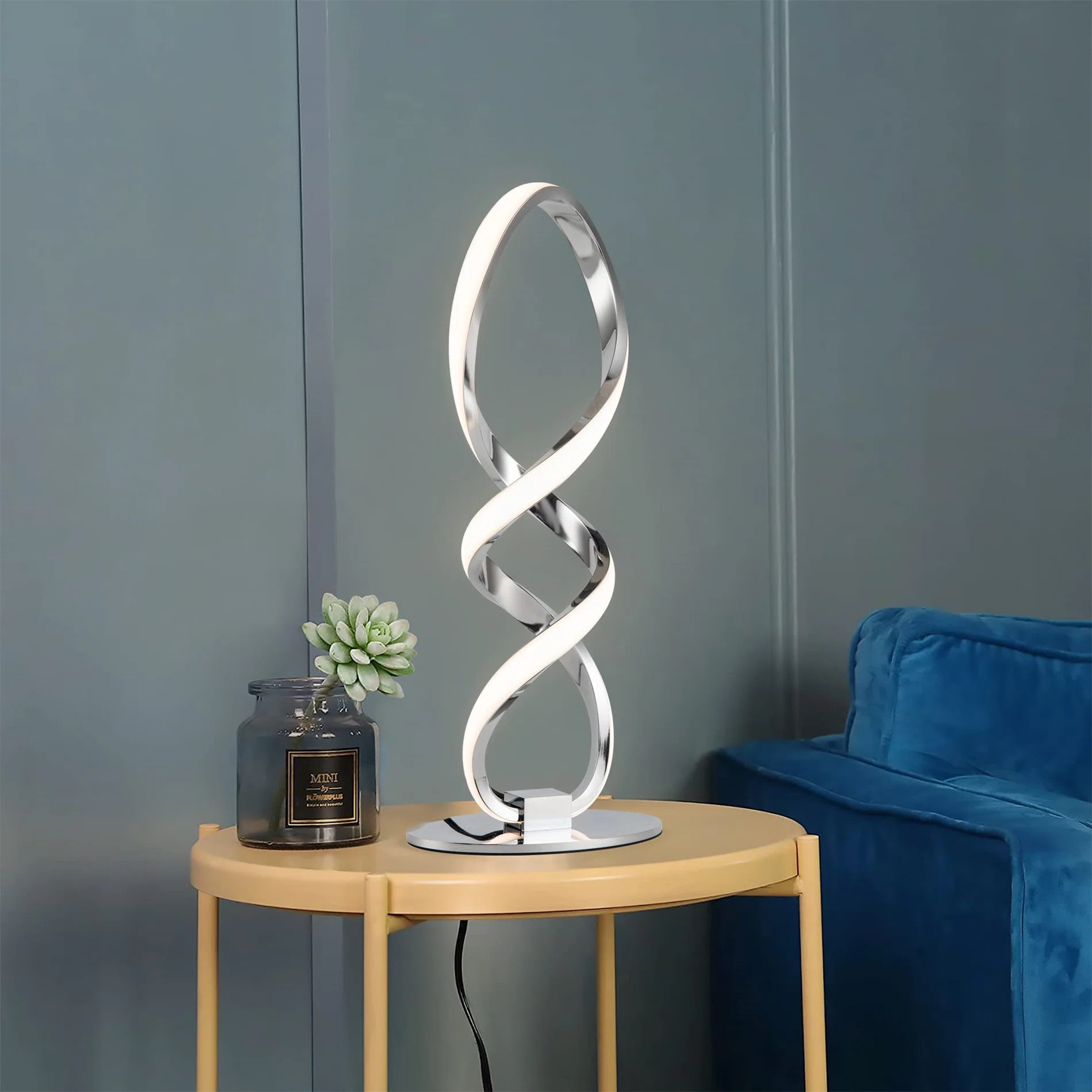 Orren Ellis Macy-Rose Spiral Led Table Lamp, Curved Led Desk Lamp, Contemporary Minimalist Lighti... | Wayfair North America