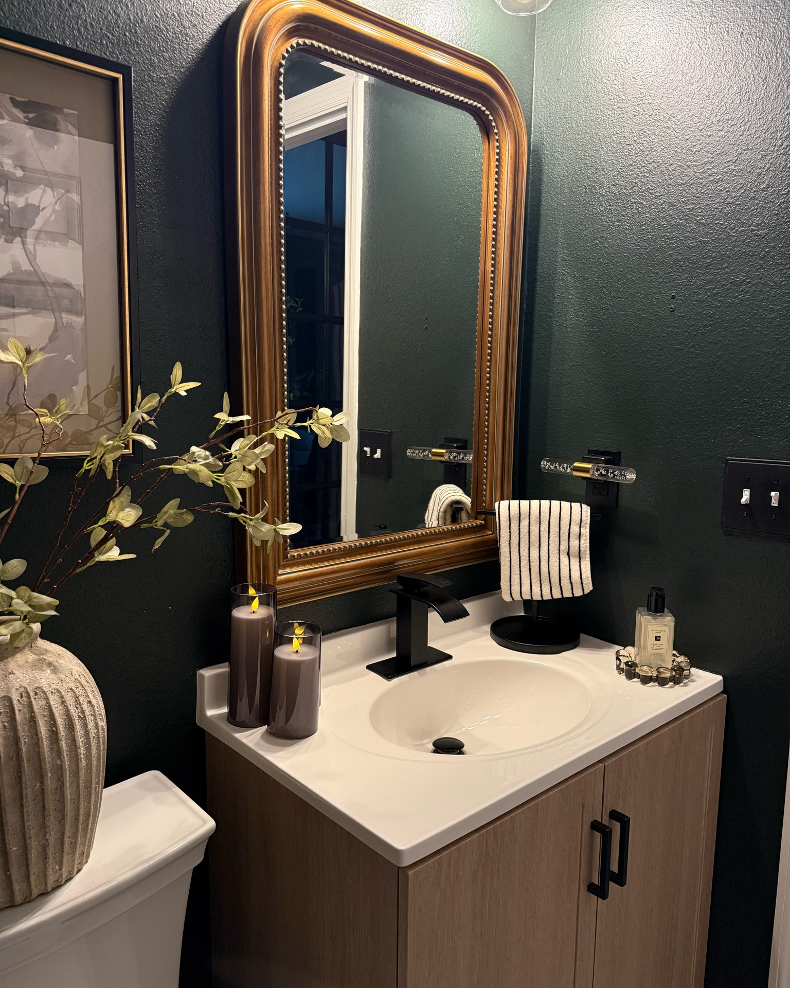 Swipe left to see all my favorite moody bathroom finds! I love how this little powder bath came together 😍 
Paint: SW Jasper 

Moody bathroom, moody paint color, affordable bathroom finds, guest bathroom, powder bathroom, Amazon bathroom finds

#LTKHome