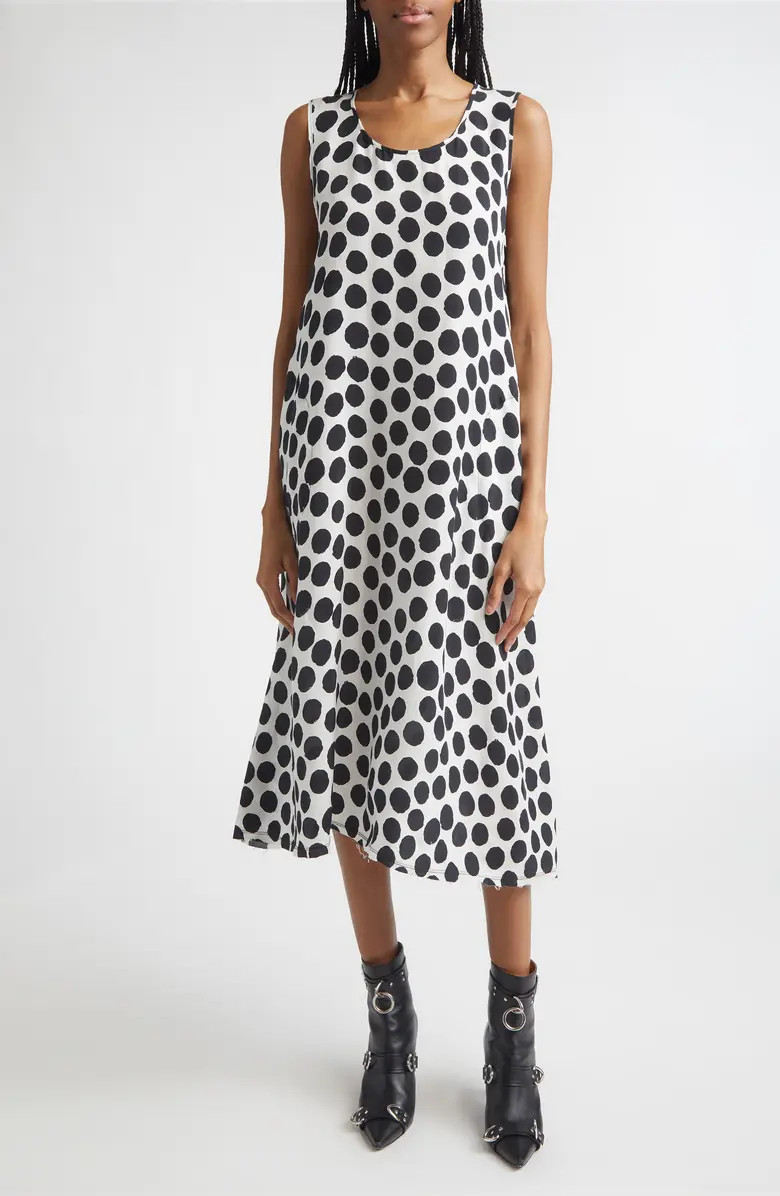Sleeveless Polka Dot Cupro Midi Dress | Nordstrom