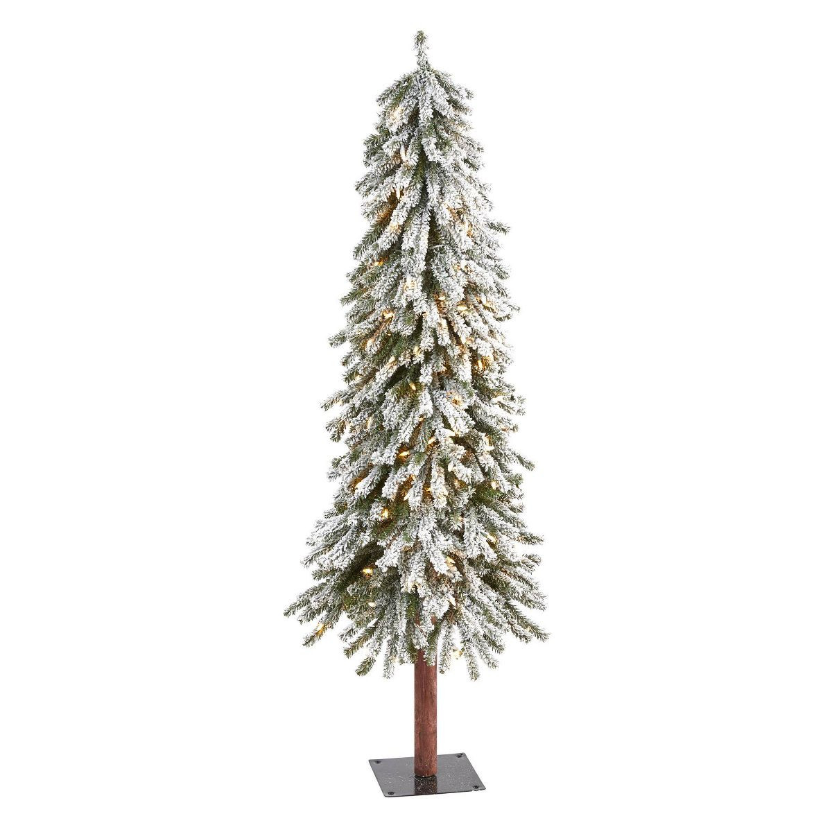 5ft Nearly Natural Pre-Lit Flocked Grand Alpine Artificial Christmas Tree Clear Lights | Target