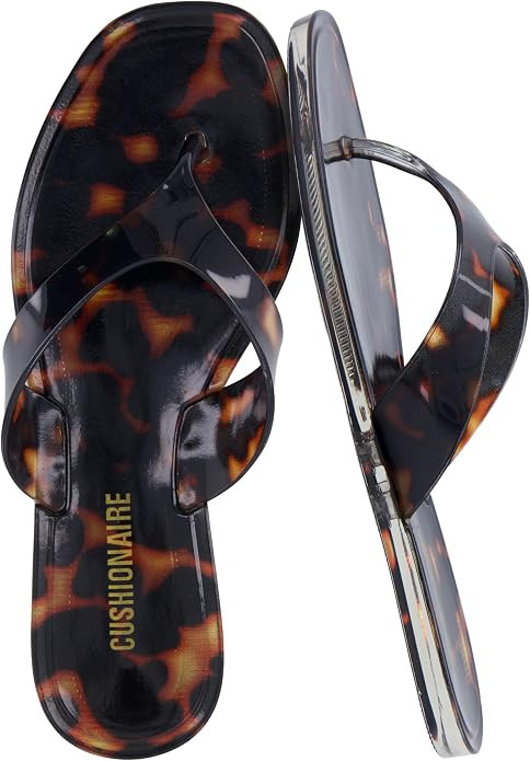 CUSHIONAIRE Tropic Thong Jelly Flip Flops for Women with Square Toe and Wide Strap Design, Comfor... | Amazon (US)