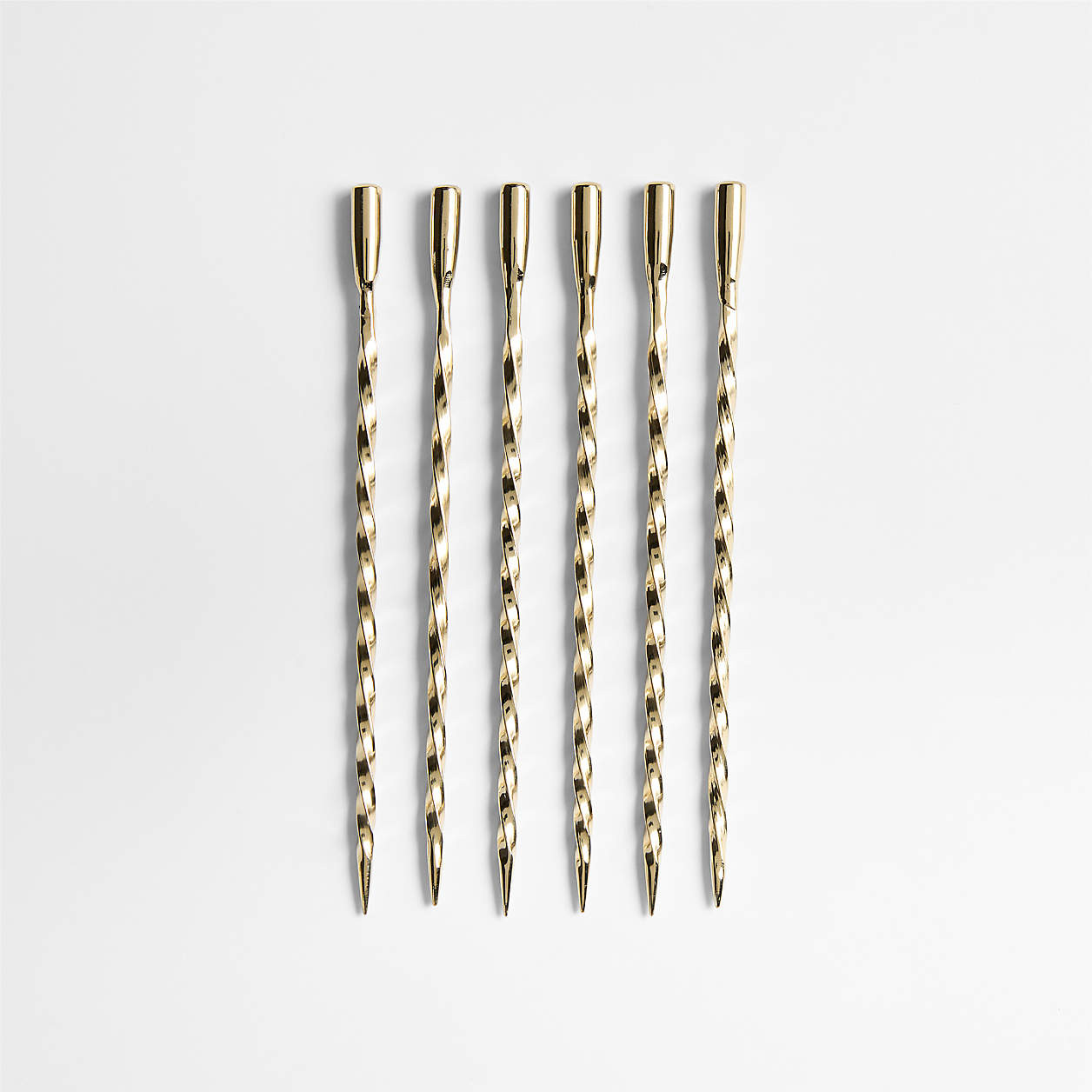 Brass Twisted Martini Picks, Set of 6 | Crate & Barrel | Crate & Barrel