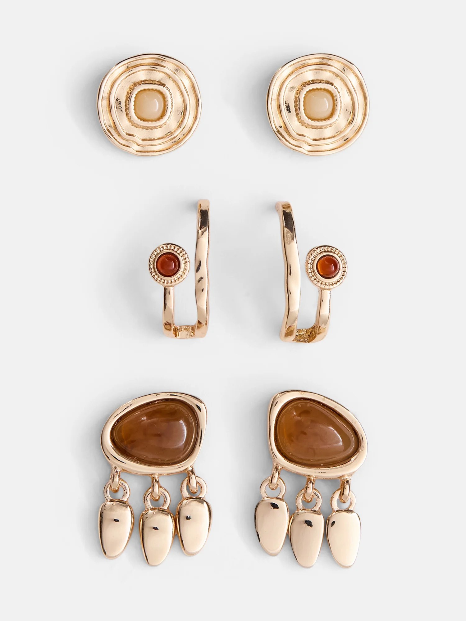 Scenario Women s Gold-Tone Mixed Stud Earrings Set 3-Pair | Walmart (US)