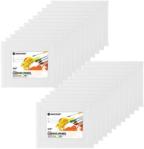 NEXCOVER Painting Canvas Panels - 24 Pack 3x5 Inch, 100% Cotton, Primed Blank White Canvases, Min... | Amazon (US)