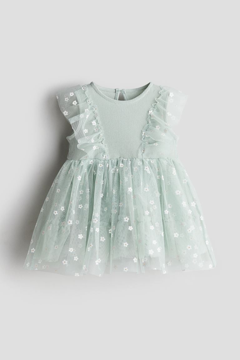 Patterned Tulle Dress - Light green - Kids | H&M US | H&M (US + CA)