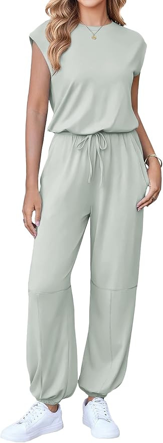 Ekouaer Womens Jumpsuits Casual One Piece Summer Romper Jogger Leg Long Pant Casual Spring Vacati... | Amazon (US)