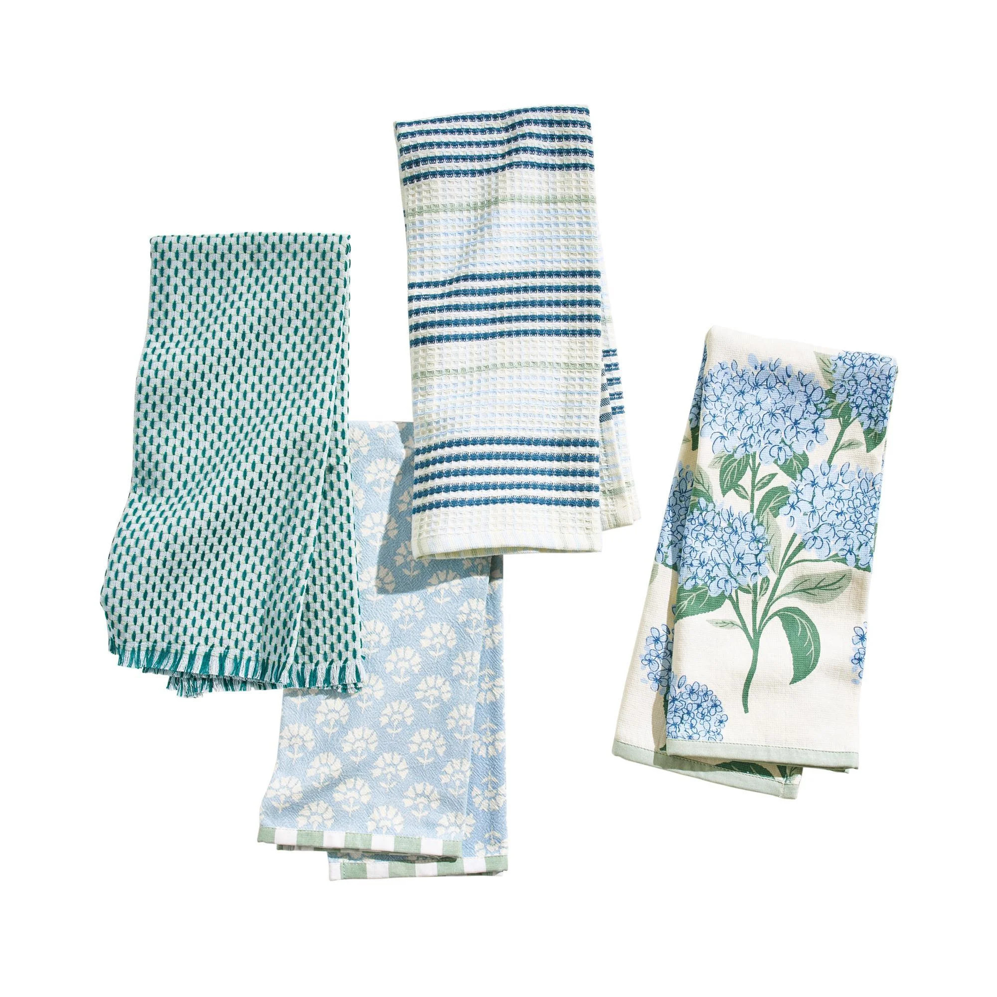 Beautiful Home by Drew Barrymore Floral Trellis Kitchen Towel Set, 4 Piece, Blue, 18" x 28" - Wal... | Walmart (US)
