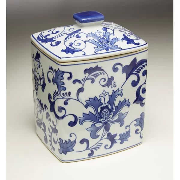 White And Blue 7.5'' Porcelain Jar | Wayfair North America