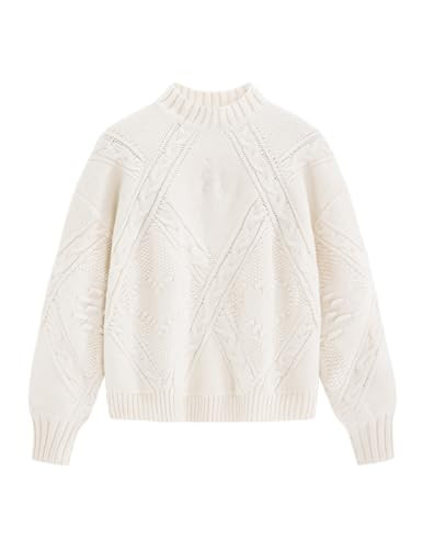 Aelfric Eden Women's Oversized Cable Knit Chunky Sweater Mock Neck Long Sleeve Heart Knit Pullove... | Amazon (US)