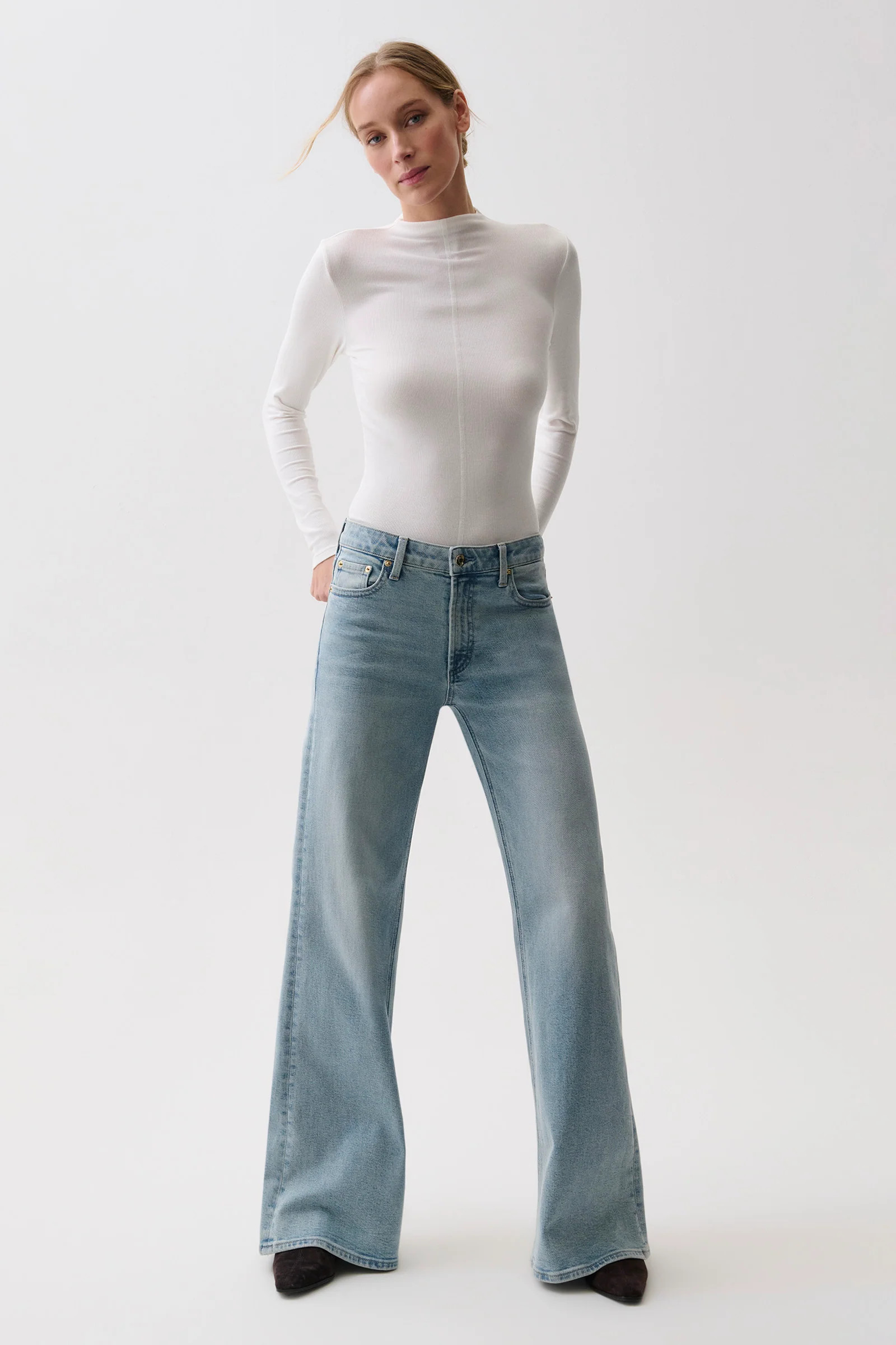 Vivian Mid Rise Wide Leg - Sea Haze | Pistola Denim