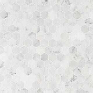 MSI Carrara White Hexagon 11.75 in. x 12 in. x 8 mm Honed Marble Mosaic Tile (9.8 sq. ft. / case)... | The Home Depot