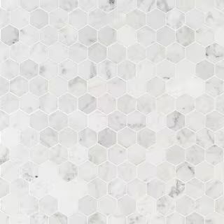 MSI Carrara White Hexagon 11.75 in. x 12 in. x 8 mm Honed Marble Mosaic Tile (9.8 sq. ft. / case)... | The Home Depot